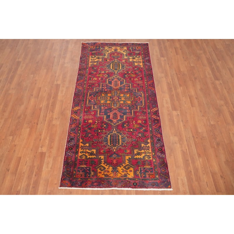 Hand Knotted Oriental 100% Wool Carpet Traditional Medallion Pink Heriz Area Rug - 7' 6'' X 3' 6''