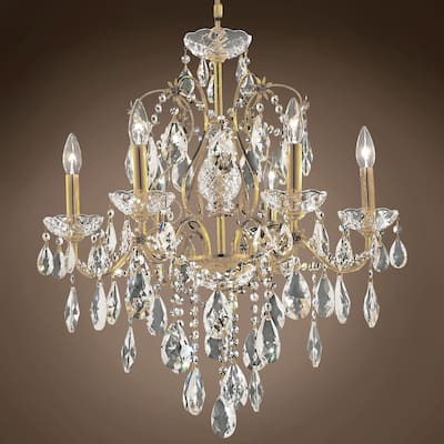 Heritage 6 Light 24" Gold Chandelier with Clear European Crystal & Led Bulb - 21.00