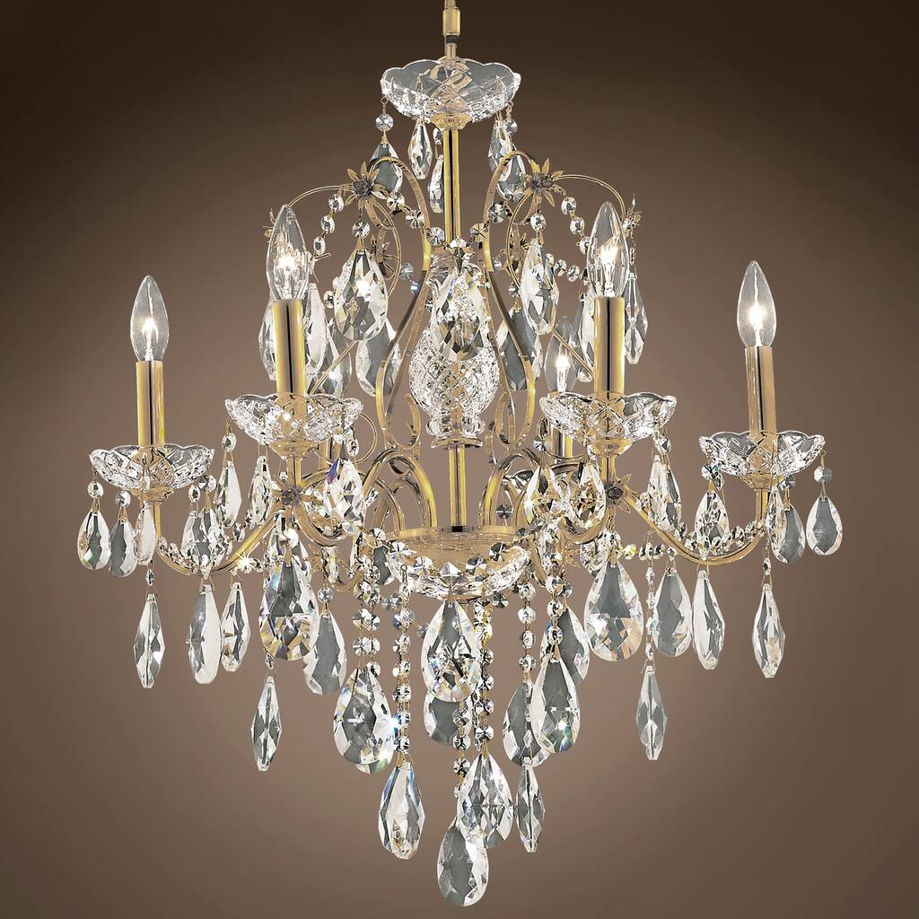 Heritage 6 Light 24" Gold Chandelier with Clear European Crystal & Led Bulb - 21.00