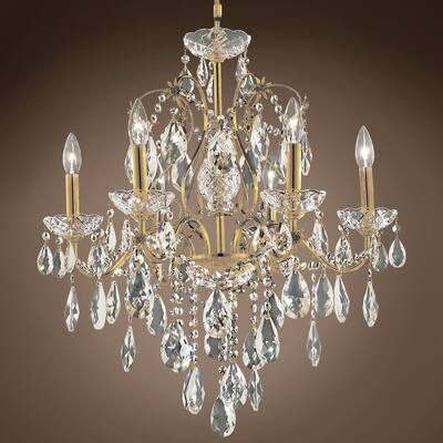 Heritage 6 Light 24" Gold Chandelier with Clear Swarovski Crystals - 21.00
