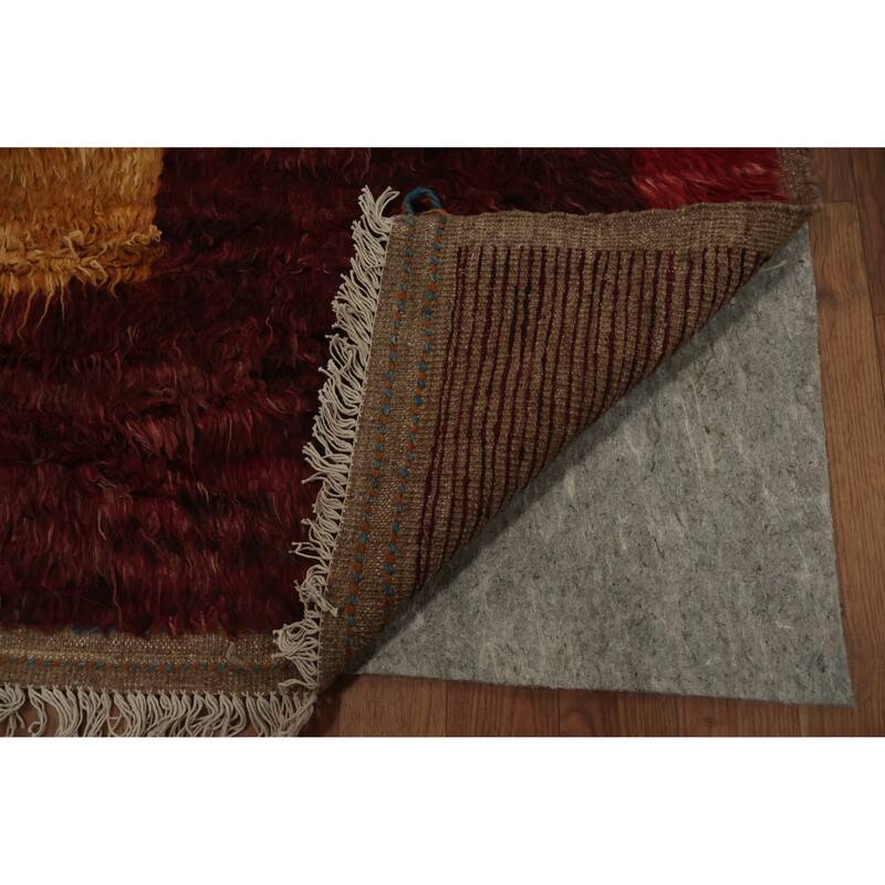 Hand Knotted Oriental 100% Wool Carpet Modern Tribal Red Moroccan Area Rug - 12' 1'' X 8' 11''