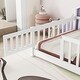 preview thumbnail 6 of 5, Twin Pine Wood House-Shaped Bedside Floor Bed with Guardrails, Door