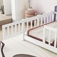 preview thumbnail 27 of 32, Twin Size Pine Wood House-Shaped Floor Bed with Guardrails
