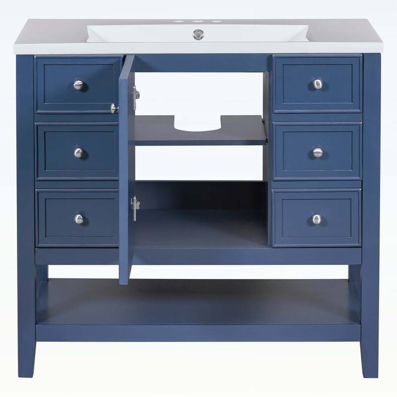 Bathroom Vanity with Sink,Cabinet,and Drawers,Open Shelf