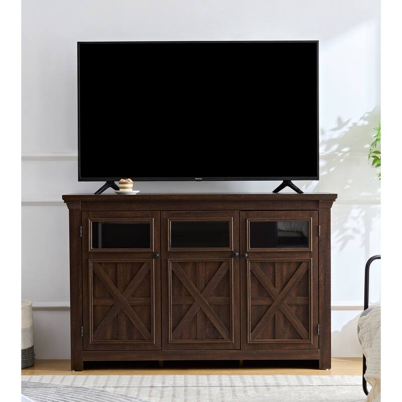 Farmhouse Sideboard Buffet Cabinet with Storage with 3 Doors, Kitchen Storage Cabinet, Coffee Bar Cabinet with Adjustable Shelf