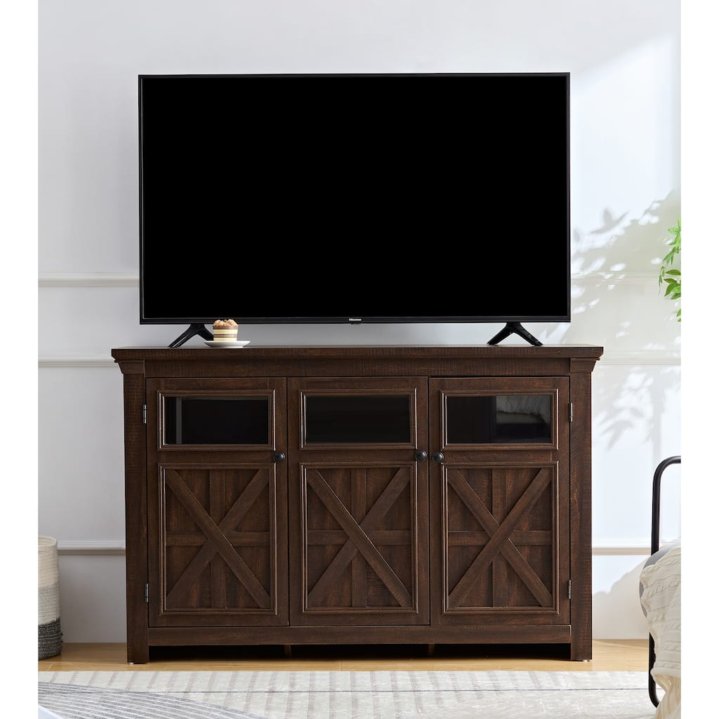 Farmhouse Sideboard Buffet Cabinet with Storage with 3 Doors, Kitchen Storage Cabinet, Coffee Bar Cabinet with Adjustable Shelf