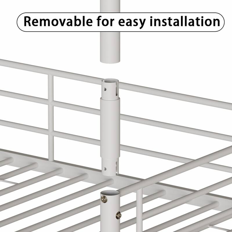 White Twin Size Metal Triple Bunk Bed Frame, Split Into 3 Platform Beds for Bedroom Dormitory