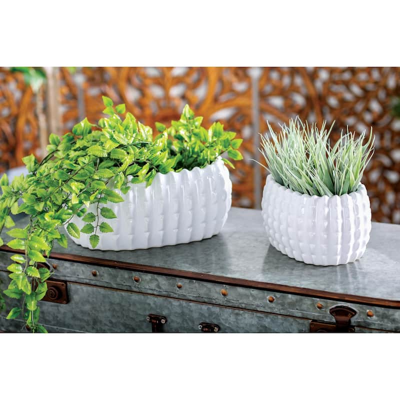 Ceramic Indoor Outdoor Planter - Set of 3 White - Roche River Decor