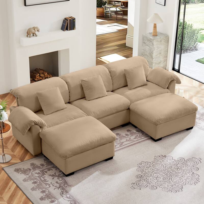 Velvet Fabric Modular Cloud Couch with Storage Seat,Free Combination