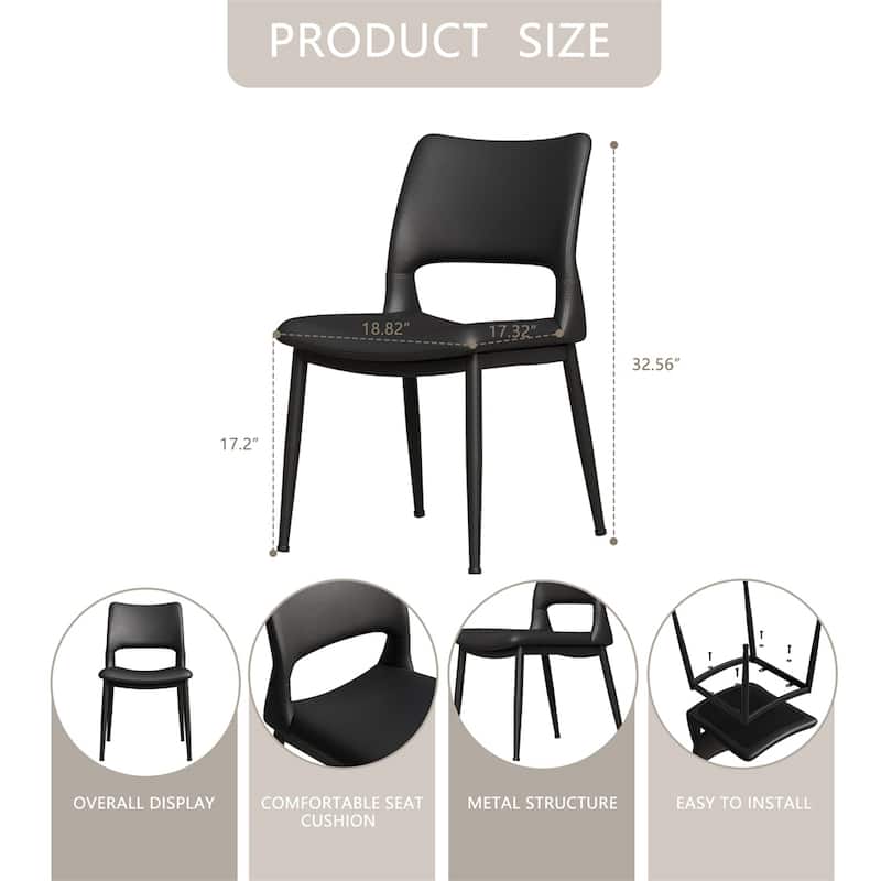 Modern PU leather Dining Chairs,Backrest Design,Metal Leg Support,2PCS