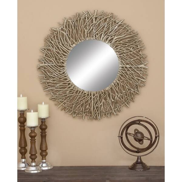 Carbon Loft Sumter Decorative Metal Wood Round Mirror Grey On Sale Overstock 21490194