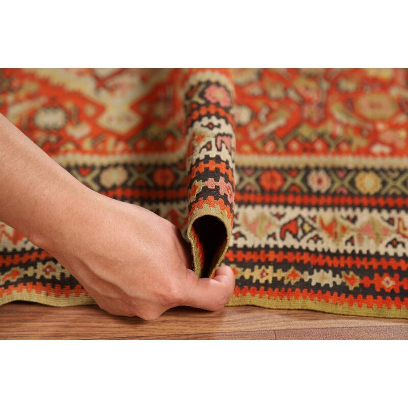 Vegetable Dye Kilim Senneh Antique Persian Rug Hand-Woven Wool Carpet - 4'2" x 6'10"