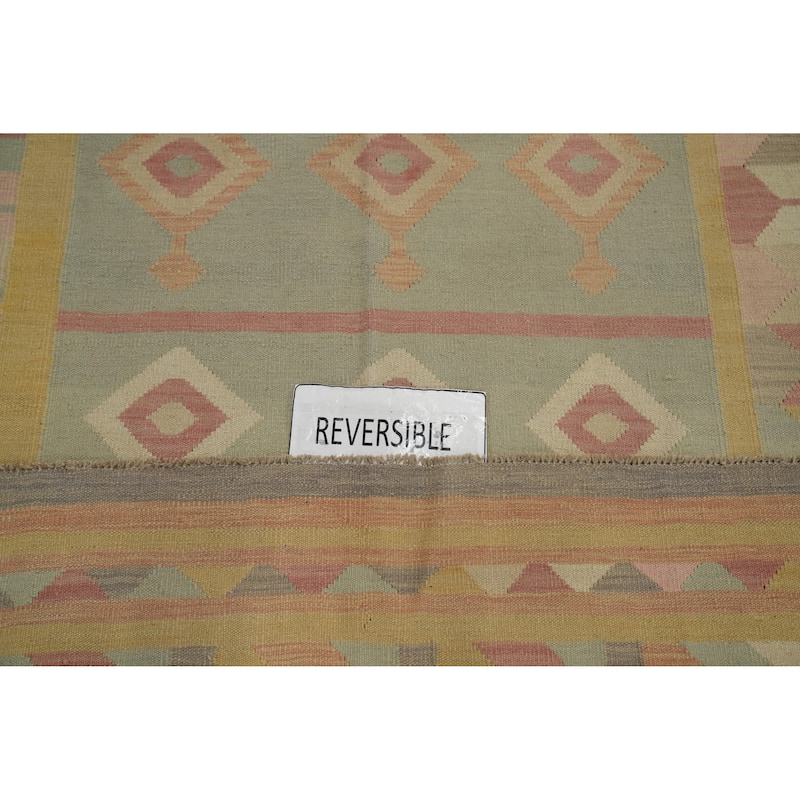 Hand Woven Oriental 100% Wool Carpet Southwestern Tribal Multi-Colored Kilim Area Rug - 8' 0'' X 5' 0''
