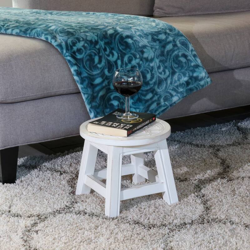 Carved Wooden Step Stool Stepstool Floral - 11.00"x11.00"x10.00"in