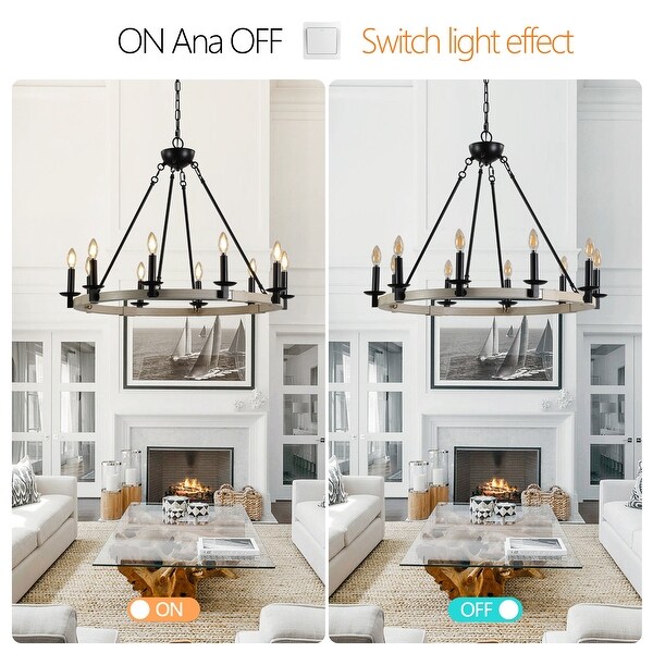 Black metal and wood chandelier on sale