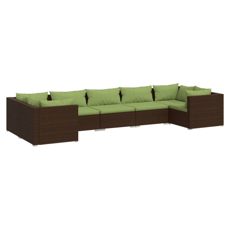 vidaXL Patio Lounge Set Outdoor Sectional Sofa Set Table Garden Poly Rattan - 27.6" x 27.6" x 23.8"