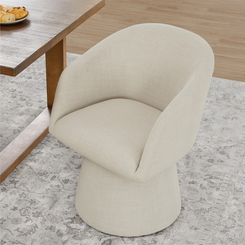 Evie Modern Upholstered Fabric Swivel Dining Chair