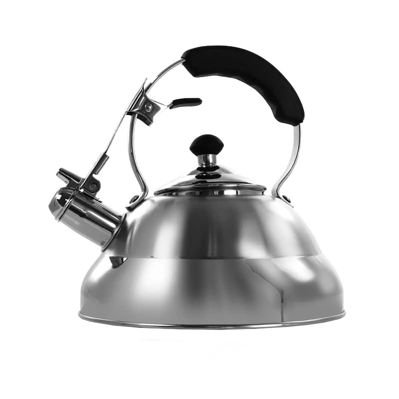MegaChef 2.7 Quart Stovetop Whistling Kettle in Brushed Silver