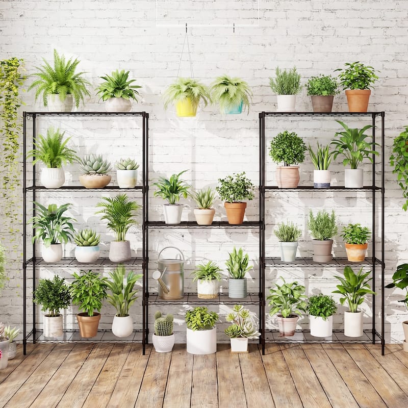 Gymax 2PCS 5-Tier Metal Storage Shelving Unit w/V-Shaped Wire Rack for