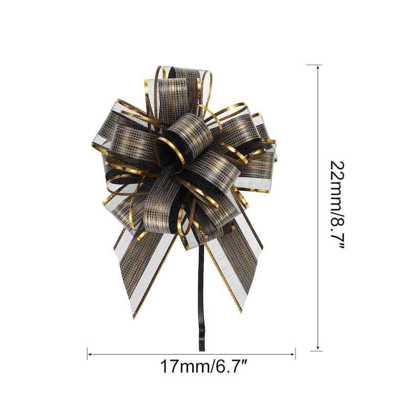 10pcs 7 Inch Large Pull Bow Gift Wrapping Bows Ribbon Organza - Black - 7 Inch