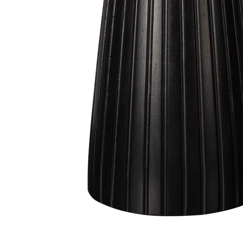 Round Black Side Table End Table with Pedestal Fluted