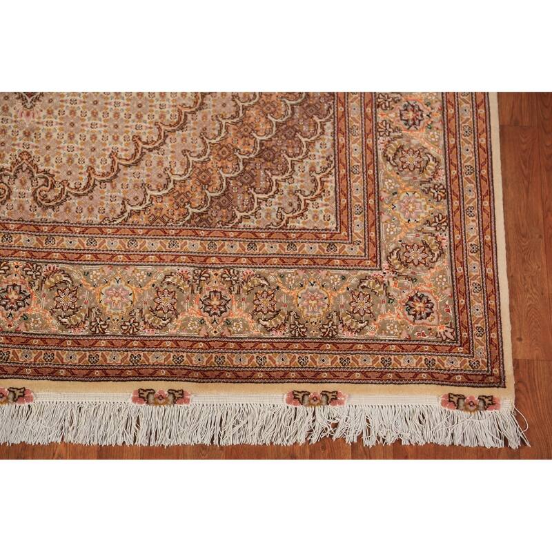 Vegetable Dye Tabriz Persian Handmade Wool & Highlighted Silk Carpet - 6'9" x 10'4"