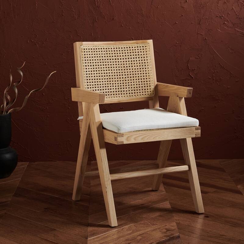 SAFAVIEH Couture Maiju Rattan Arm Chair - 21 In. W x 23 In. D x 34 In. H - 21Wx23Dx34H - Natural
