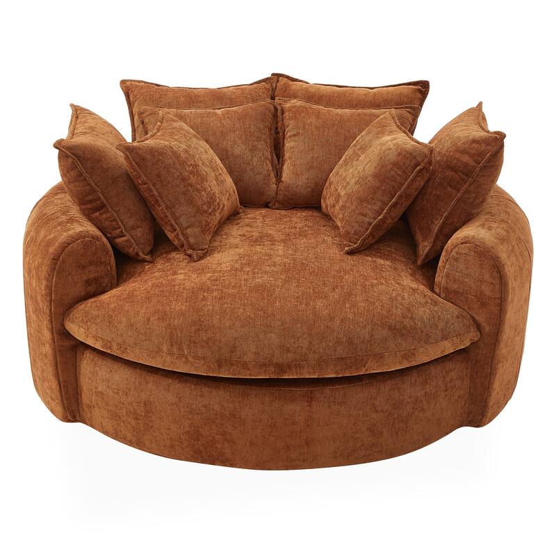 Round Chaise Lounge with Multiple Pillows by Harper&Bright Designs