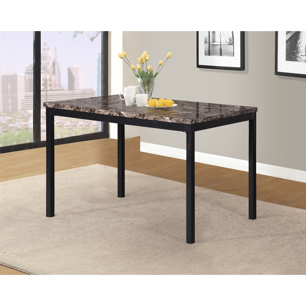 Metal Dining Table with Laminated Faux Marble Top, Ideal For Small Dining Or Breakfast Areas