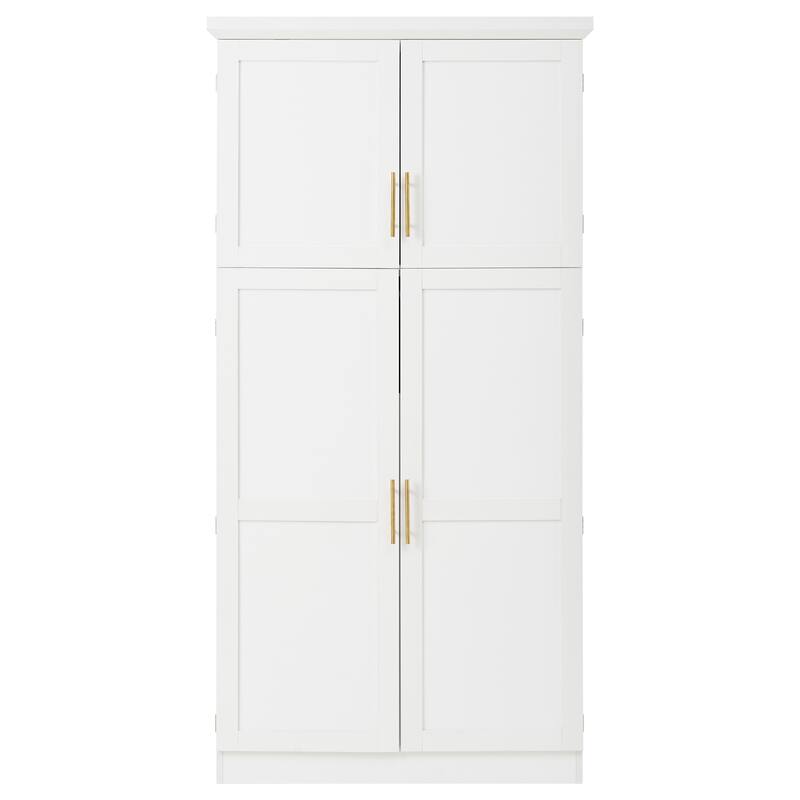 70.9 inch Freestanding Kitchen Cabinet, Tall Storage Cabinet with 4 Doors, 2 Door Shelves, 8 Pull-out Trays and Adjustable Shelf