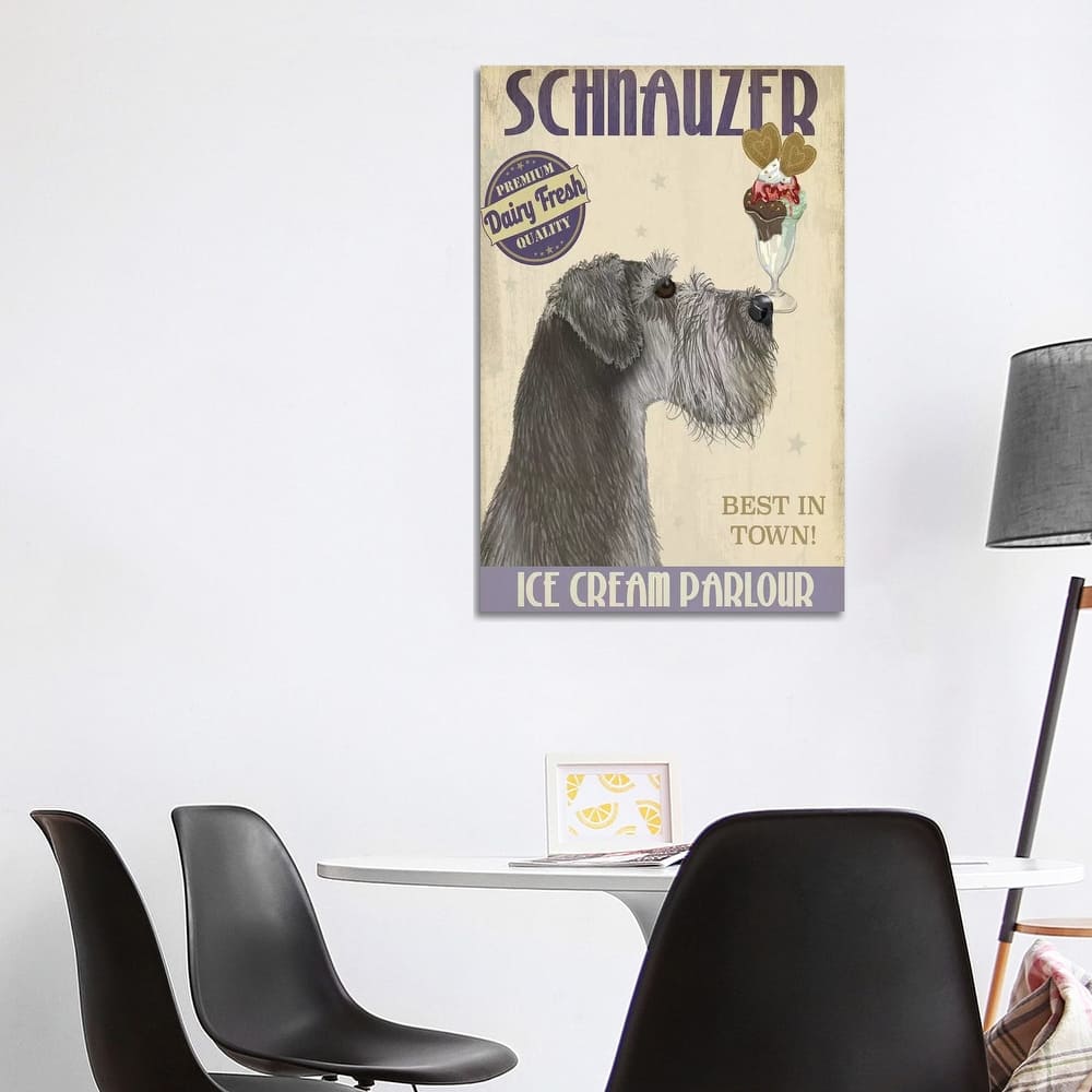 iCanvas "Schnauzer, Grey, Ice Cream" by Fab Funky Canvas Print