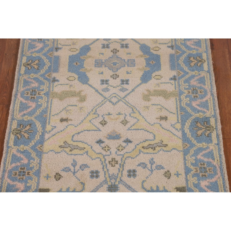 Oushak Oriental Runner Rug Hand-Knotted Wool Carpet - 2'7"x 7'10"