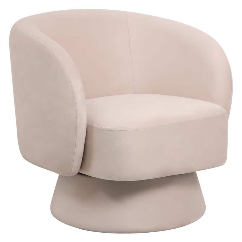 Raze 31" Swivel Accent Armchair Upholstered in Boucle/Velvet/Linen Fabric with Plush Cushioning and Solid Wood Support - Beige Velvet