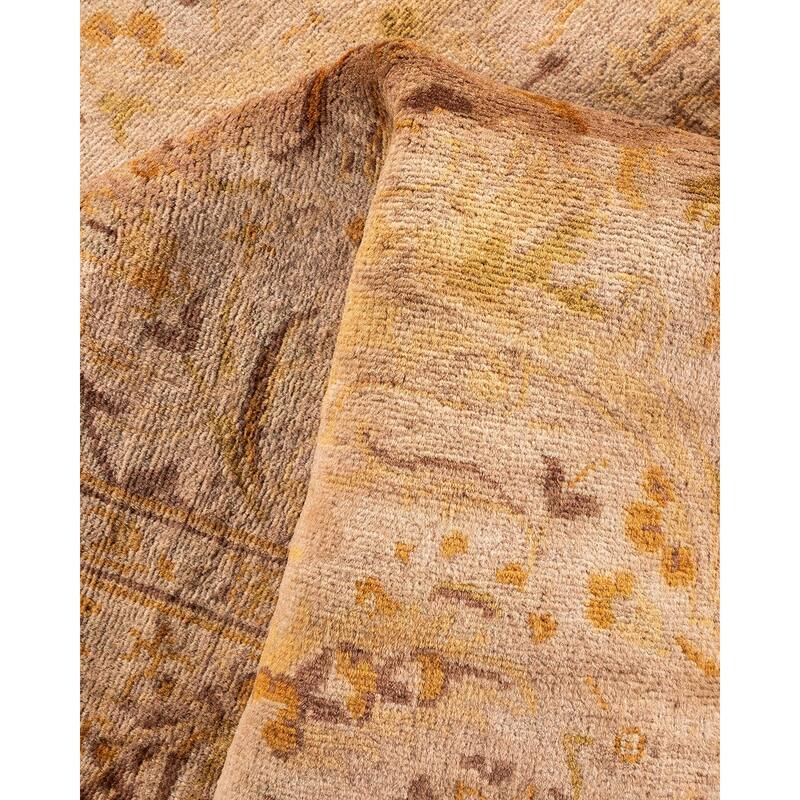 Overton Hand Knotted Wool Vintage Inspired Modern Contemporary Overdyed Beige Area Rug - 4' 2" x 6' 5"