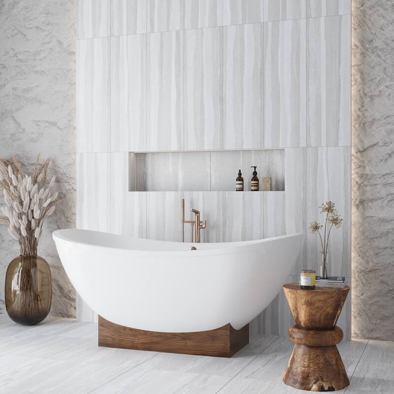 Arenza 12x36 Light Gray Ceramic Large Format Stone Look Wall Tile (11.63 sq ft/case) - 4 Pack