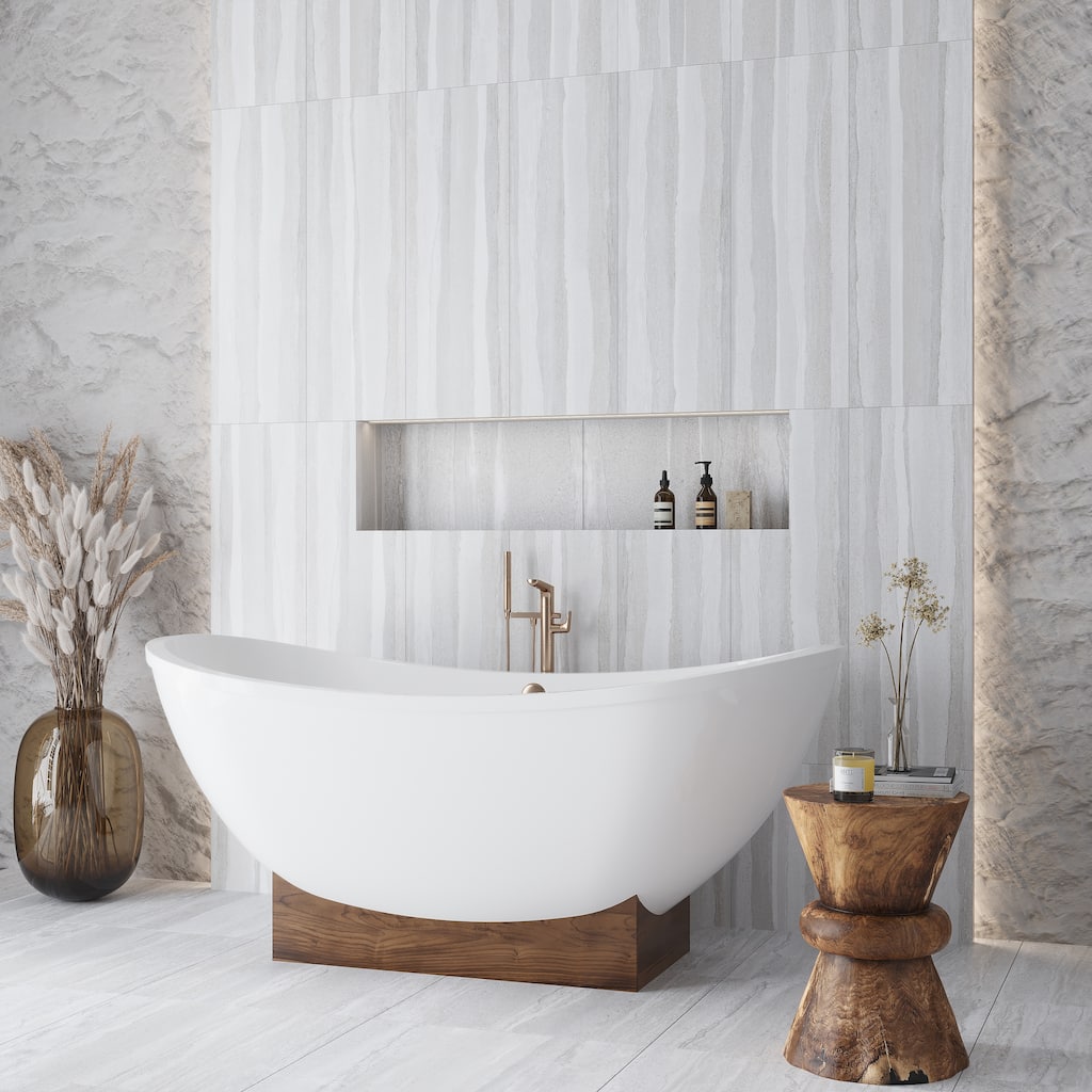 Arenza 12x36 Light Gray Ceramic Large Format Stone Look Wall Tile (11.63 sq ft/case) - 4 Pack