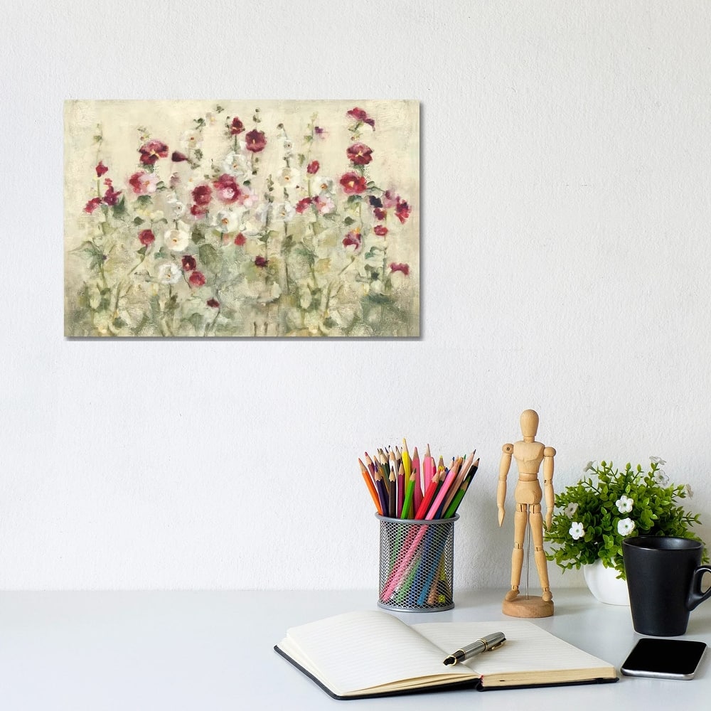 iCanvas "Hollyhocks Row Cool" by Cheri Blum Canvas Print