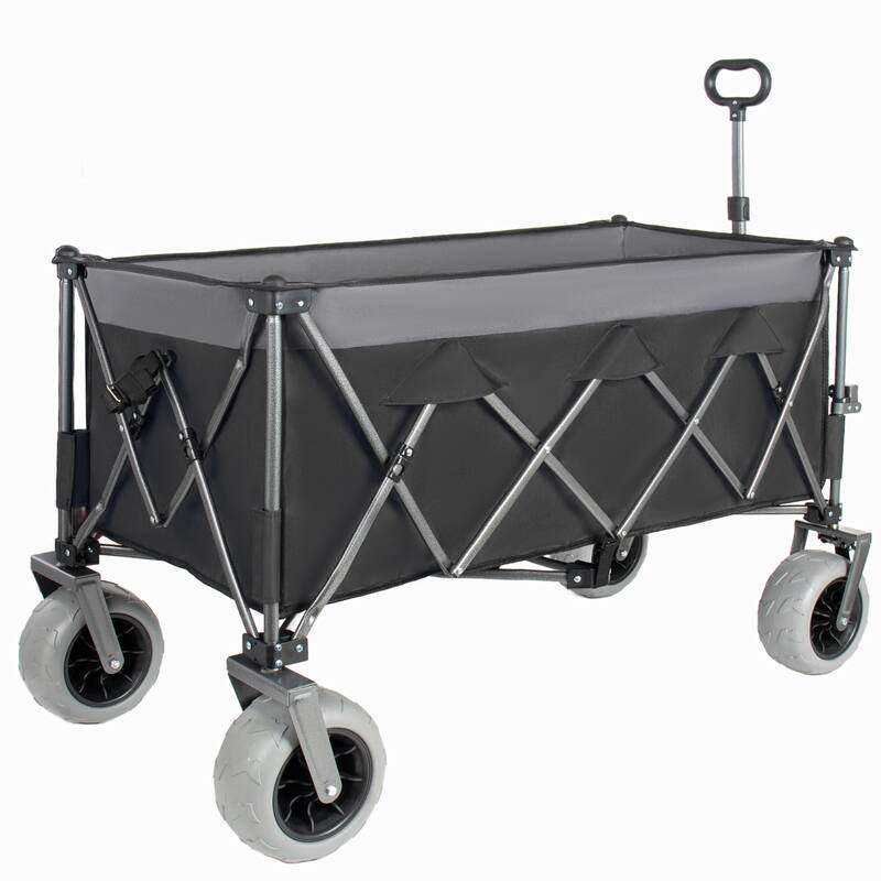 52"Extended Heavy-Duty Foldable Utility Wagon, 560lbs, Ultra-Stable Frame, 1:6 Space-Saving Fold, Portable and Collapsible