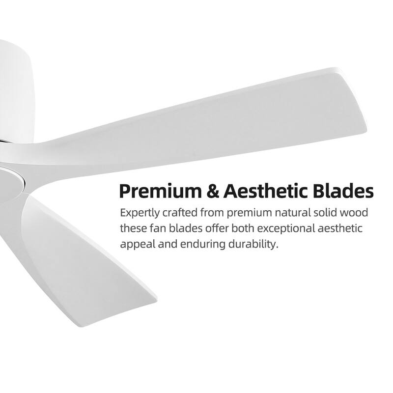 MLiAN 4 Soild Wood Blades Flush Mount Ceiling Fan Remote Control 6-Speed DC