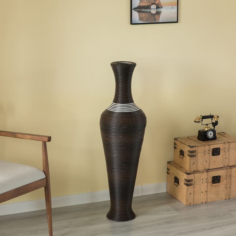 Black Tall Decorative Floor Vase, Modern Unique Vase, 40-Inch-Tall Vase, Freestanding PVC Large Floor Vase