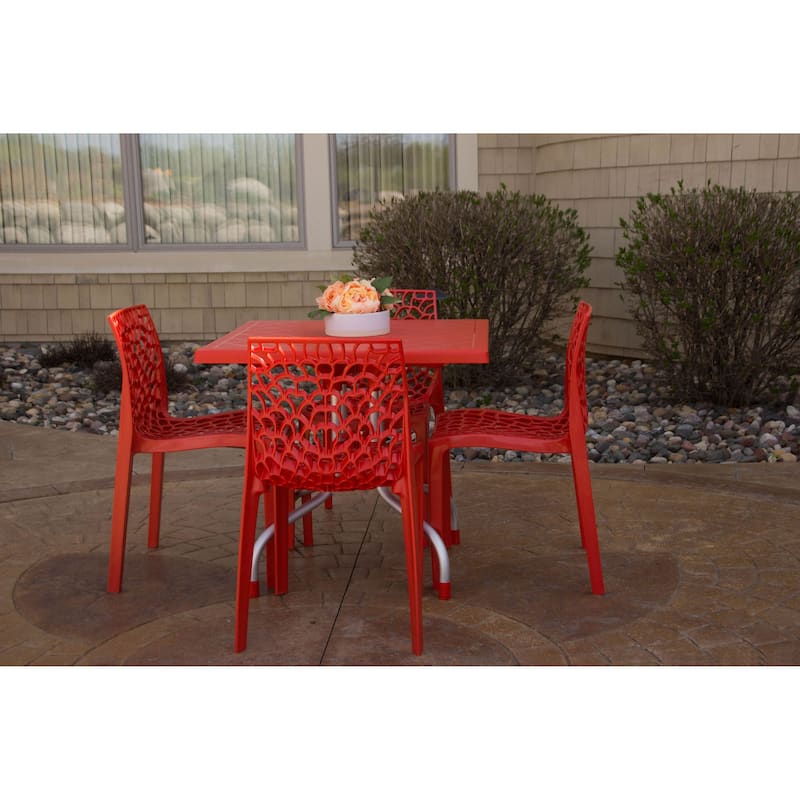 Lyra Square Table and Karissa Patio Chairs 5-Piece Outdoor Lounge Set