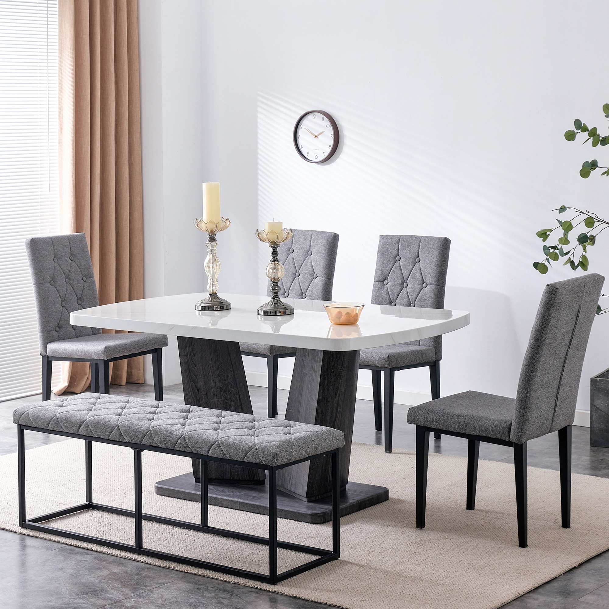 Modern 6 Piece Dining Sets with 63