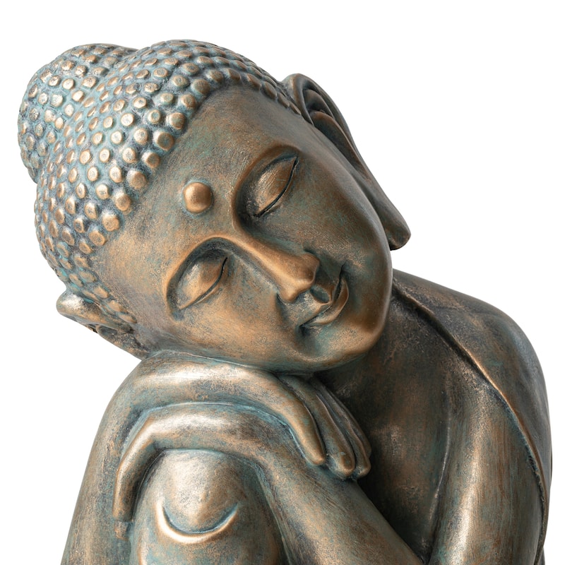 Glitzhome Zen-Style MgO Meditating Garden Buddha Statues Monk Sculpture Indoor Outdoor