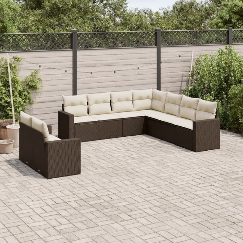 vidaXL Garden Sofa Set Brown, Cream White - 24.4 x 25.8 x 27.2