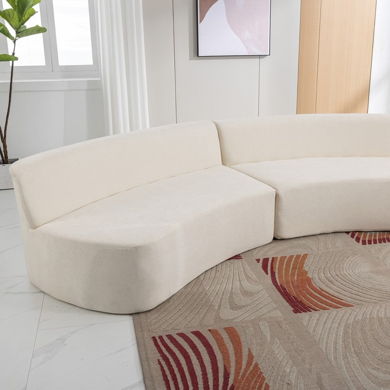 Curved Sofa Sectional Sofa with Three Throw Pillows