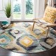 preview thumbnail 1 of 36, SAFAVIEH Monaco Farahnaz Boho Ogee Watercolor Rug 4' Round - Blue/Multi - Round