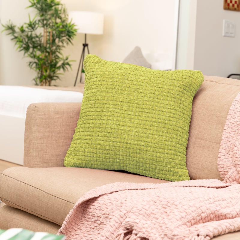 Fabstyles Chenille Basketweave Polyfill Cushion - 18x18 - Forest Green - Single
