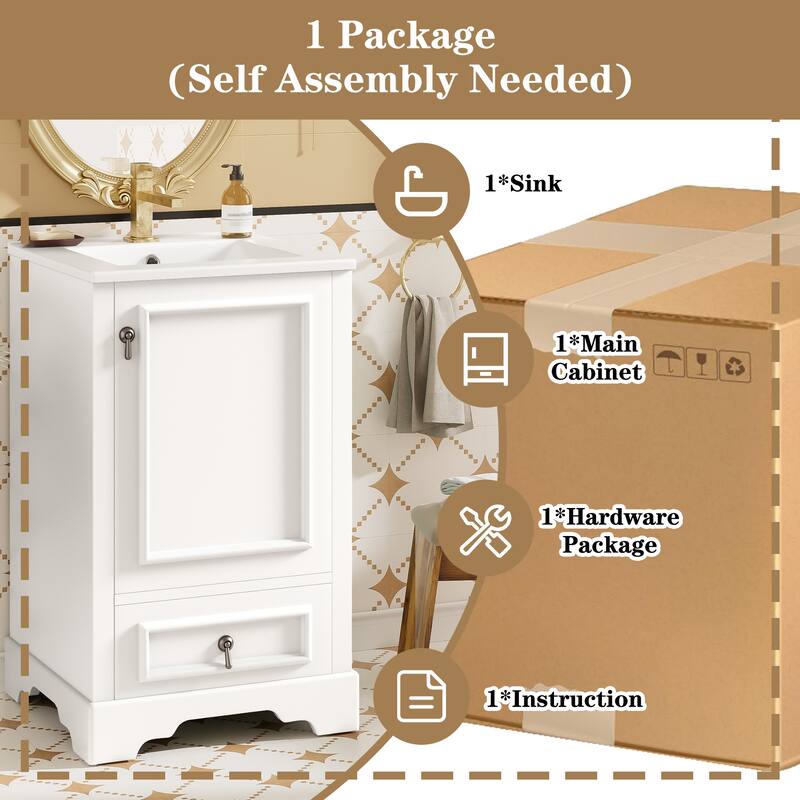 20 Inch Bathroom Vanity with Ceramic Sink