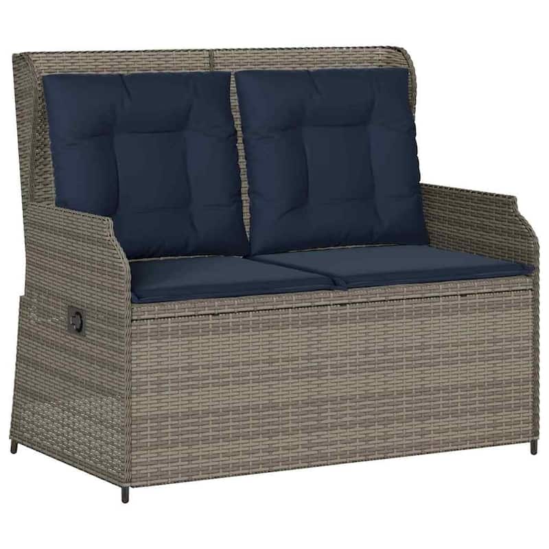 vidaXL Garden Bench with Cushion Brown Poly rattan - 26 x 43 x 37