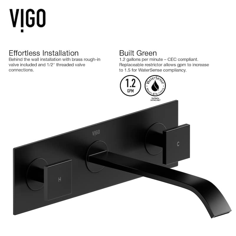 VIGO Titus 3" H 2-Handle Wall Mount Bathroom Faucet
